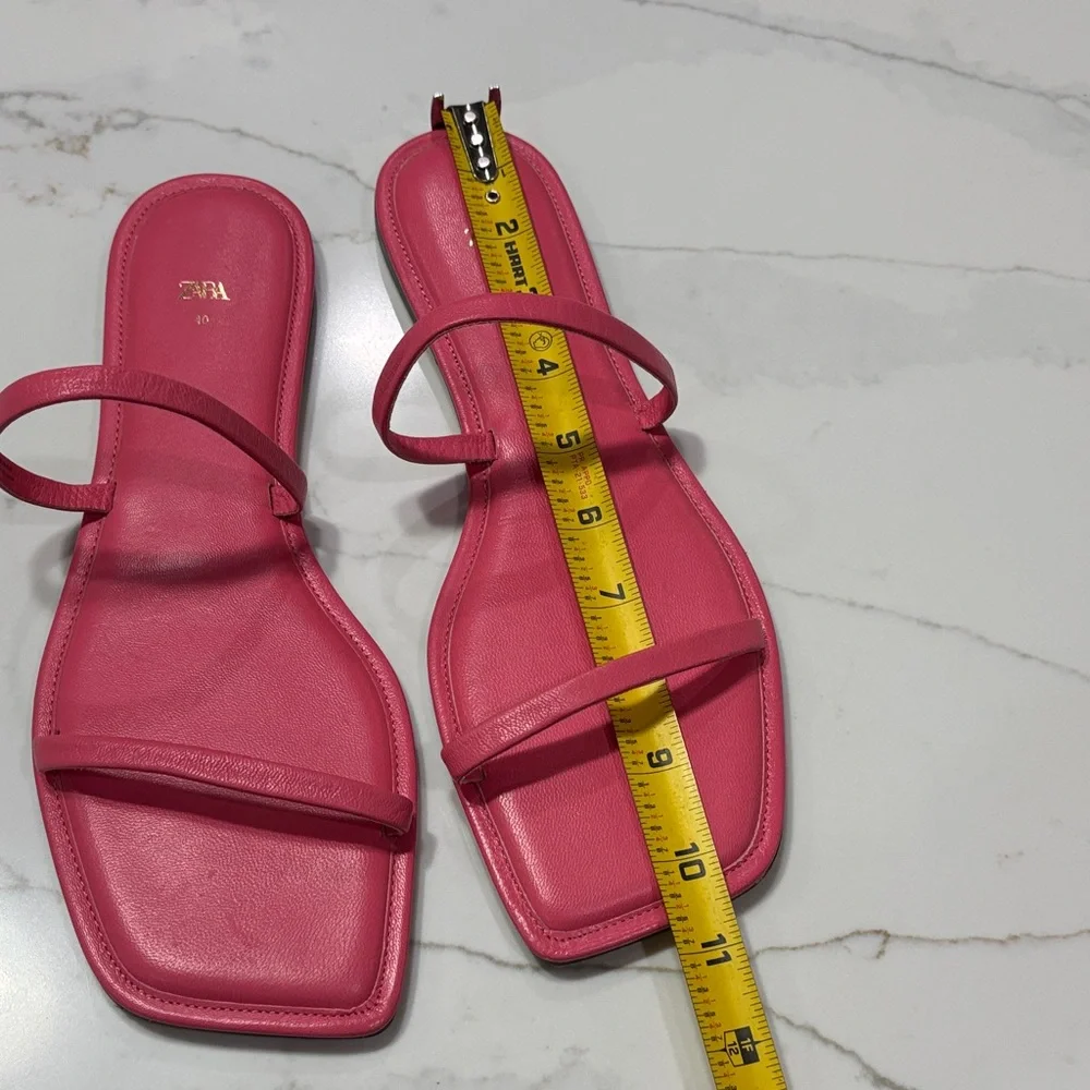 Zara Pink Minimal Double-Strap Slide Sandals - Picture 10 of 10